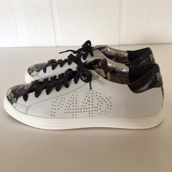 P448 JOHN WHITE LEATHER LOW PROFILE SNEAKERS NWOT SIZE 40 - Picture 4 of 15